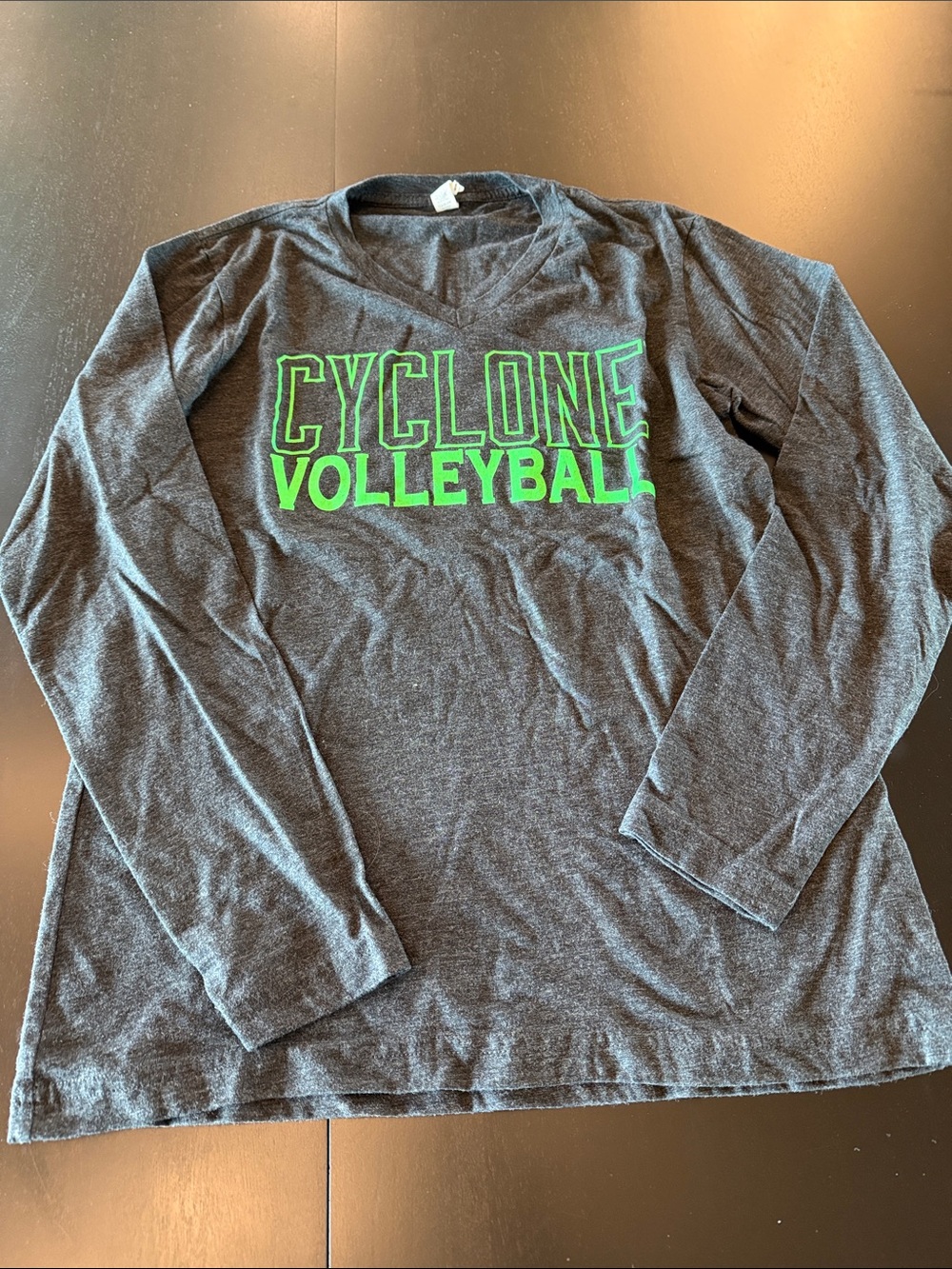 Cyclone Volleyball Long Sleeve Tee - Dark Gray with Neon Green